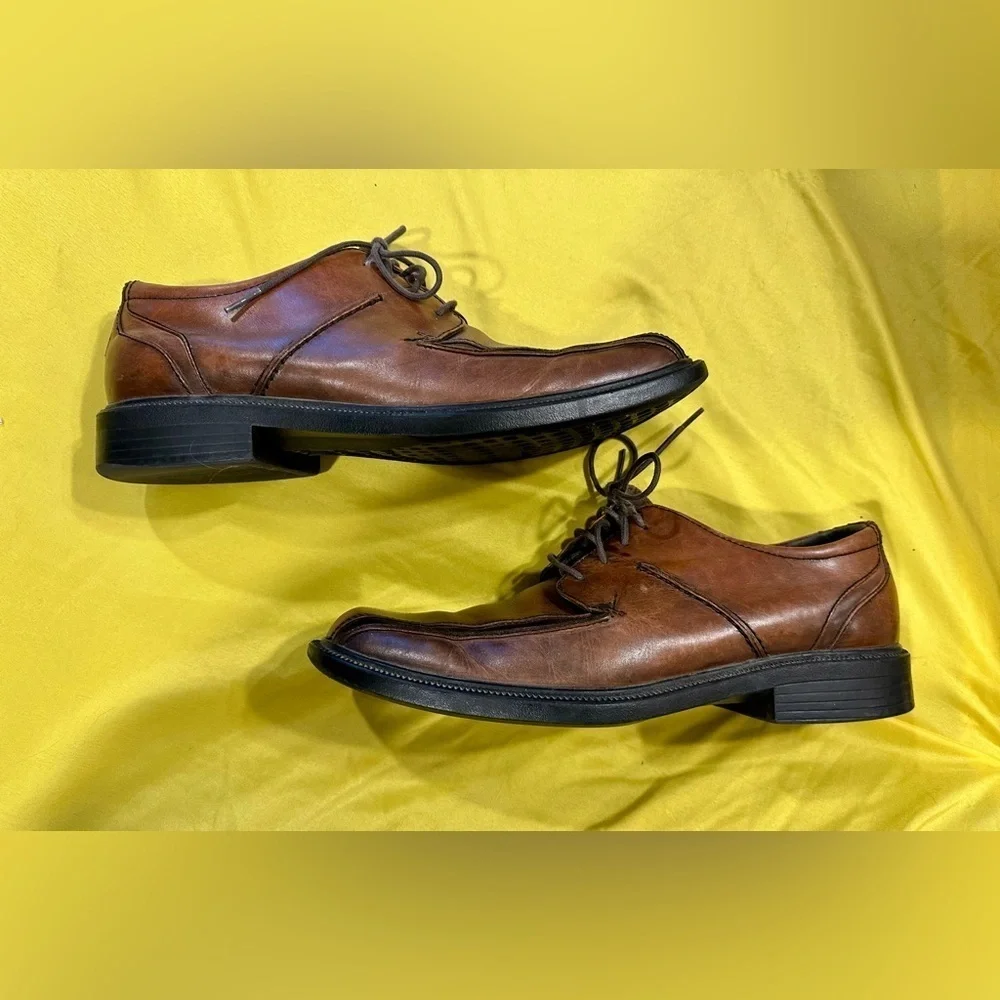 Clarks Active Air Men’s 10M Brown Leather Lace Up Square Toe Dress Casual Shoes